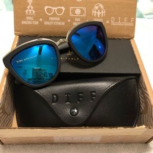 DIFF Eyewear Blue Polarized Rose Frames